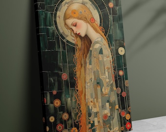Vesna Goddess Canvas Art, Slavic Spring Goddess Wall Art, Klimt Style Artwork, Art Nouveau, Slavic Mythology Decor, Pagan Goddess Print
