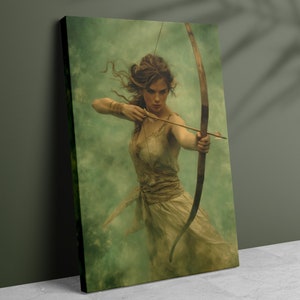 Artemis Leinwand Kunst, Griechische Göttin der Jagd, Leinwand Wandkunst, Griechische Mythologie, Göttlich-Weiblich, Weibliche Energie, Wohnkultur Geschenk für Sie