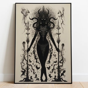 Kali Maa Premium Matte Poster, Hindu Goddess of Death and Darkness, Art Nouveau, Divine Feminine Art, Hindu Art, Mystical Dark Goddess