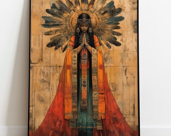 Pachamama Wall Art, Incan Goddess of Fertility and Harvest, Incan Mythology, Mother Earth Poster, Andean Culture Print, Incan Home Decor