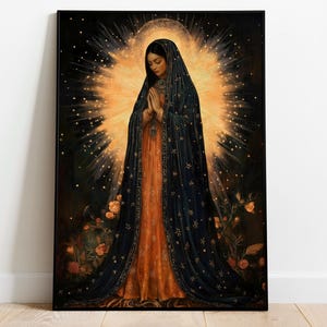 Tonantzin Goddess Wall Art | Aztec Mother Earth Print | The Indigenous Root of Tepeyac | Sacred Feminine Mexico Gift | Folk Sacred Art