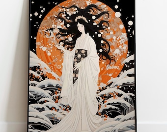 Mazu Goddess Art | Chinese Goddess of the Sea and Protector of Sailors | Chinese Mythology Print |  Oriental Decor | Protection Charm