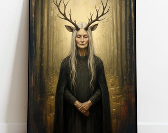 Elen of the Ways (Crone) | Celtic Elder Goddess Art | Wiccan Wall Art | Ancient Wisdom Print | Shamanic Ancestor Gift
