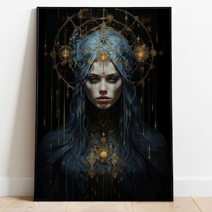 Hekate Dark Academia Premium Poster, griechische Göttin der Magie und Hexerei, Hekate Wandkunst, griechische Mythologie Druck, Witchy Art Home Decor