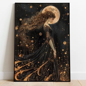 Asteria Wall Art Nouveau Print Decor | Greek Goddess of Stars and Constellations | Divine Feminine Energy | Greek Mythology