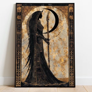 Affiche Nephtys, impression Art nouveau, déesse égyptienne de la mort et des ténèbres, art mural mythologie égyptienne, art féminin divin, énergie féminine