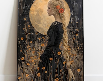 Freya Premium Matte Poster, Norse Goddess of Love, Beauty and Fertility, Divine Feminine Art, Art Nouveau, Norse Mythology, Feminine Energy