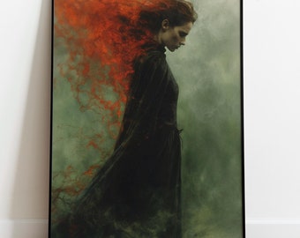 Brigid Celtic Goddess of Fire and Forge, Premium Matte Poster, Celtic Mythology Wall Art, Tonalism Print, Home Decor, Celtic Goddess Decor