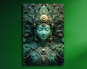 Tara Green Goddess Art Green Tara Art Print, Tibetan Buddhist Deity Meditation Wall Art, Divine Feminine Art, Spiritual Decor Enlightening