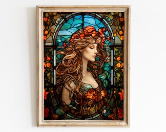 Hestia, Greek Goddess of Hearth and Home, Wall Art: Bring Serenity and Elegance to Your Space. Stained Glass