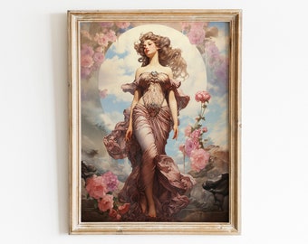 Aphrodite Greek Goddess of Beauty, Divine Feminine Art, Ancient Greece Art, Greek Mythology Print, Aphrodite Painting, Greek Goddess Beauty