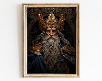 God Odin Wall Art, Nordic God of the War, Renaissance Painting, Viking Mythology, Norse Mythology, Norse Gods, Mythical Hero, Viking Warrior