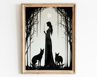 Goddess Hecate Art Print, Hekate Greek Goddess of Magic and Witchcraft, Divine Feminine Art, Greek Mythology Decor, Art Nouveau Print