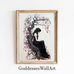 Persephone Art Print, Greek Queen of the Underworld, Goddess Proserpina, Greek Mythology Decor, Greek Goddess Poster, Kore Art Nouveau Print