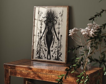 Goddess Kali Maa Art, Hindu Goddess of Death and Darkness, Art Nouveau Print, Divine Feminine Art, Hindu Art, Dark Goddess, Mystical Print