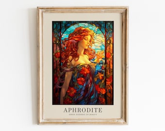 Aphrodite, Greek goddess of beauty, Wall Art, Stained Glass Painting, Greek Mythology, Wall Decoration, Goddess Decor, Aphrodite Poster