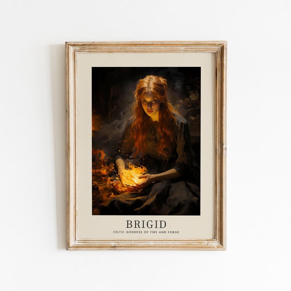 Goddess Brigid wall art Romanticism Style, Celtic Goddess of Fire and Forge, Celtic Mythology, Divine Feminine Art, Celtic Poster Decor