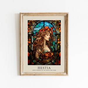 Hestia, Greek Goddess of Hearth and Home, Wall Art: Bring Serenity and Elegance to Your Space. Stained Glass