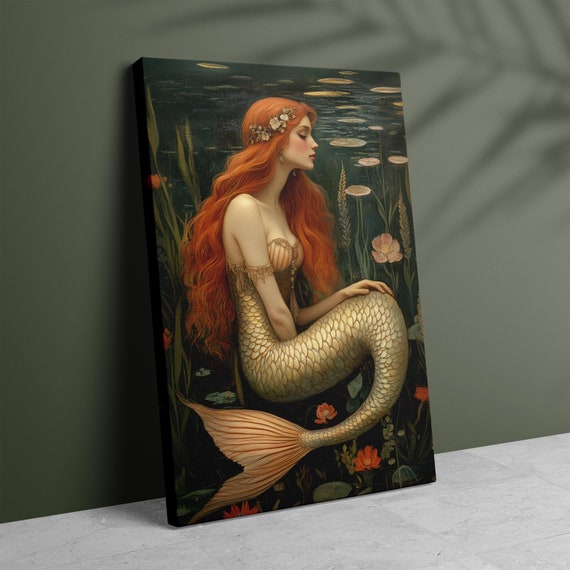 Mermaid Canvas Art | Mermaid Wall Art | William Morris Print | Fantasy Art | Siren Artwork | Mythological Creature