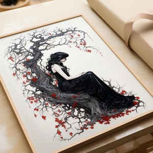 Persephone Art Print, Greek Queen of the Underworld, Goddess Proserpina, Greek Mythology Decor, Greek Goddess Poster, Kore Art Nouveau Print