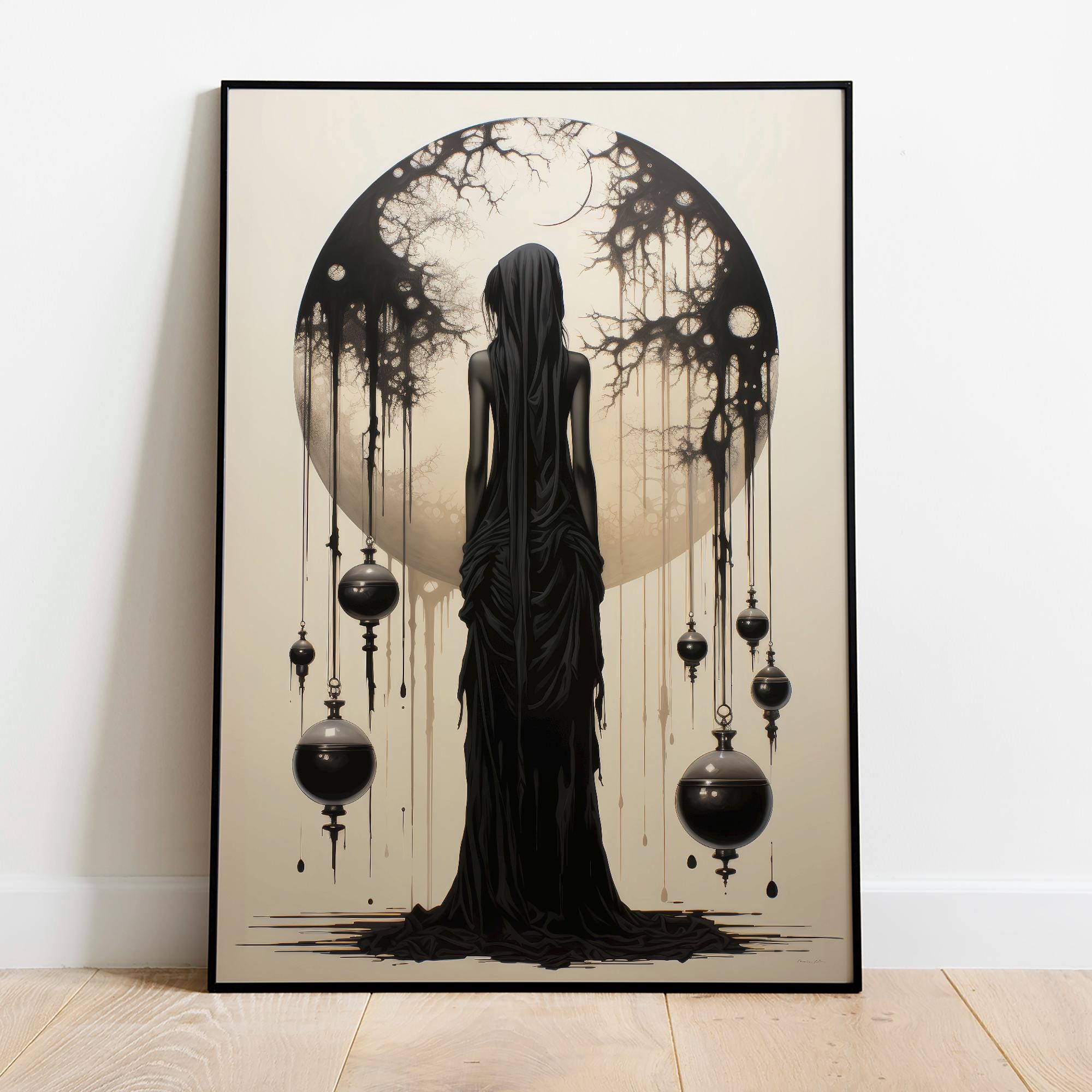 Greek Mythology Hecate Print, Dark Goddess Art, Wiccan Moon Art, Witchcraft Decor, Occult Wall Print, Black Magic Print, Esoteric Home Decor