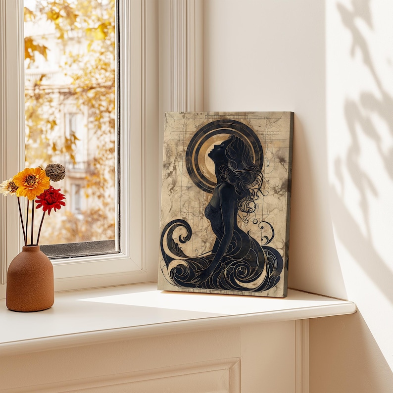 Goddess Aphrodite Matte Canvas Art Nouveau, Greek Goddess of Beauty, Greek Mythology, Divine Feminine, Feminine Energy, Canvas Wall Art