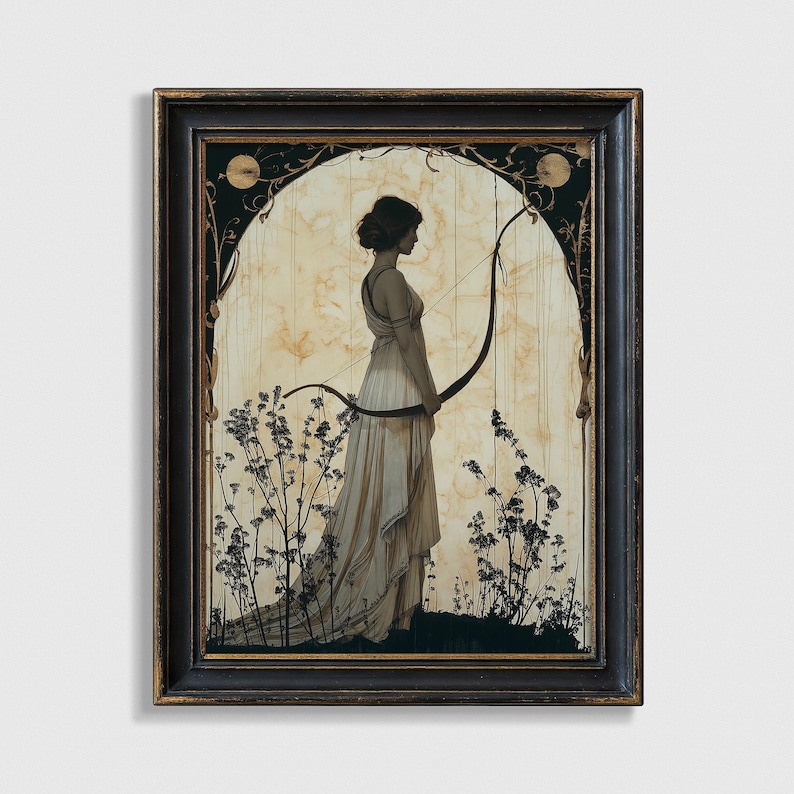 Artemis Premium Matte Poster, Greek Goddess of Hunting, Art Nouveau Print, Divine Feminine Art, Home Decor, Greek Mythology, Feminine Energy