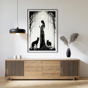 Hecate Goddess Wall Art | Art Nouveau Print | Hekate Greek Goddess of Magic | Witchcraft Magic Altar Gift | Greek Mythology Decor