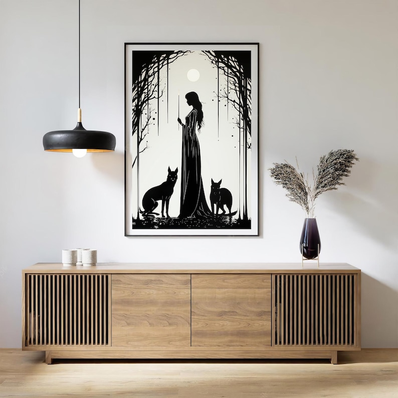 Hecate Goddess Wall Art | Art Nouveau Print | Hekate Greek Goddess of Magic | Witchcraft Magic Altar Gift | Greek Mythology Decor