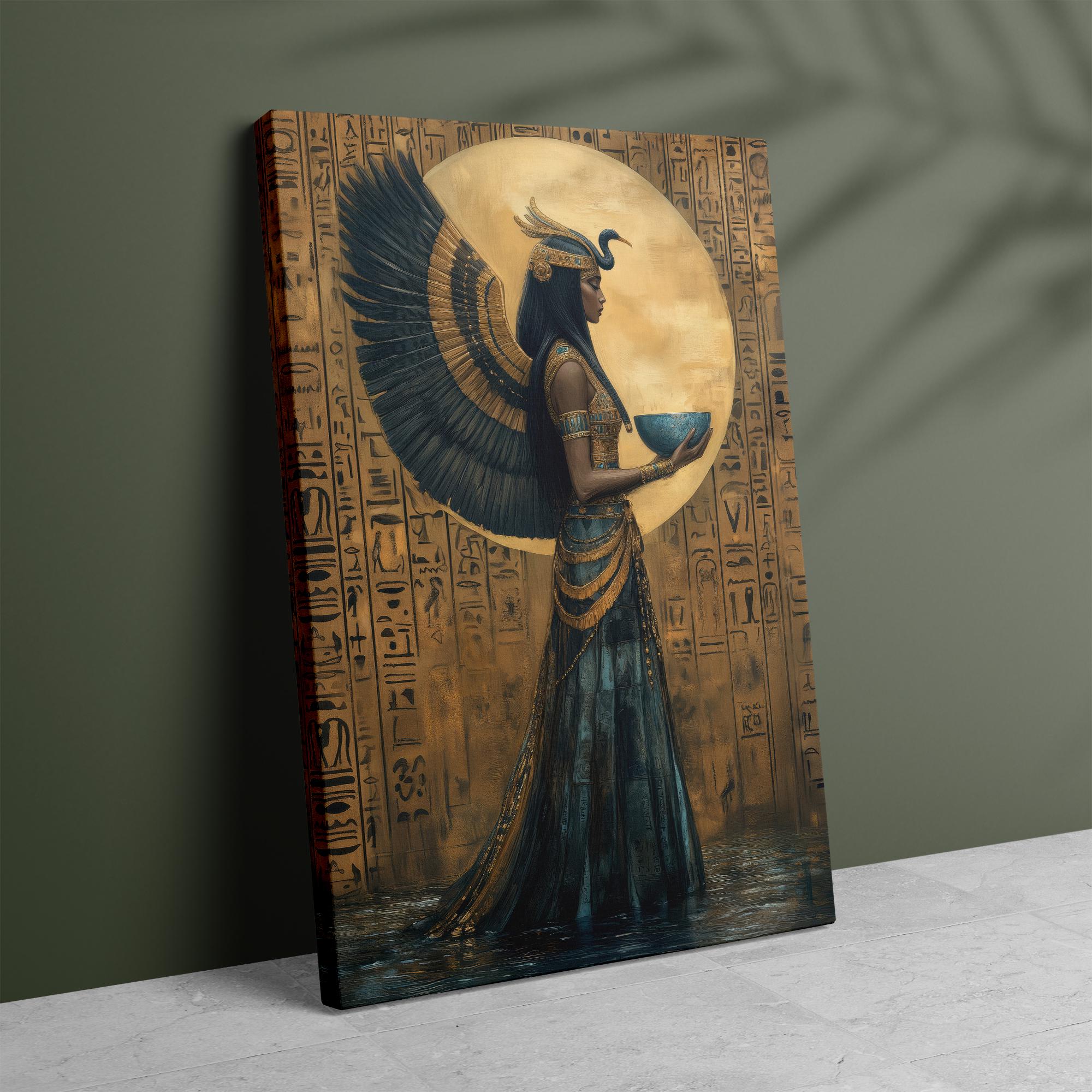 Anuket Goddess Wall Art | Egyptian Mythology Nile Print | Gold & Blue ...