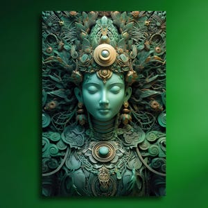 Tara Green Goddess Art Green Tara Art Print, Tibetan Buddhist Deity Meditation Wall Art, Divine Feminine Art, Spiritual Decor Enlightening