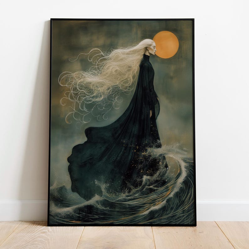 Goddess Ran Designs Ran Goddess Wall Art | Norse Mythology Sea Witch Print | Moody Dark ...