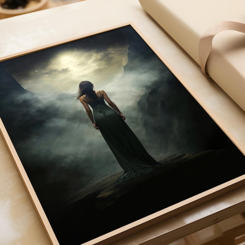 Nyx Goddess Wall Art | Greek Mythology Print | Night Goddess Decor | Dark Fantasy Poster | Celestial Art | Symbolist Printing