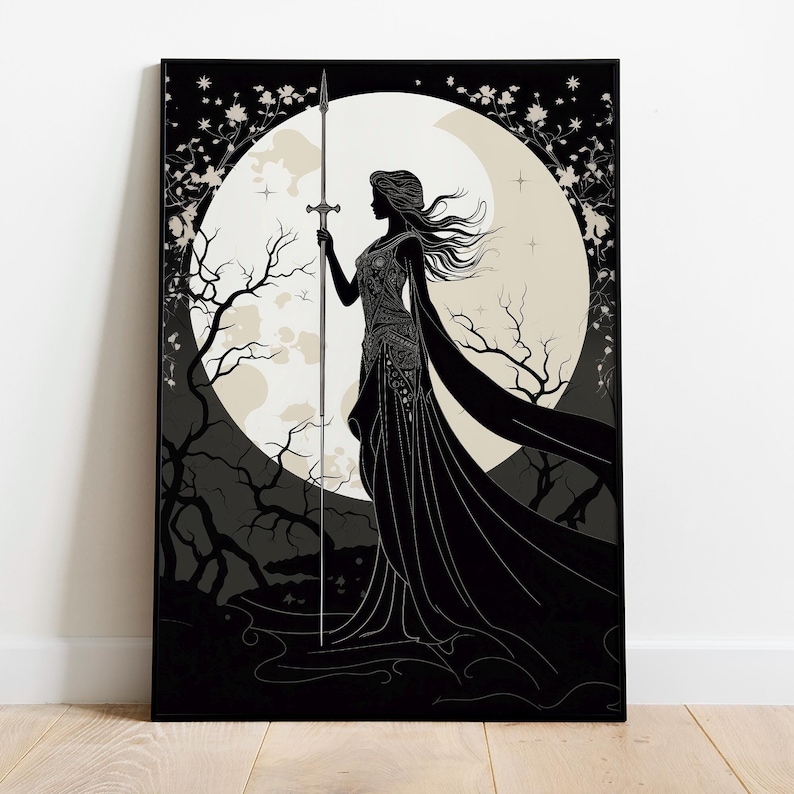Goddess Athena Wall Art Nouveau Print, Greek Goddess of War, Greek Mythology, Goddess of Wisdom Poster, Divine Feminine Art, Feminine Energy