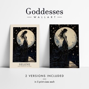Selene Greek Goddess of the Moon - Moon Goddess Wall Art Greek Mythology, Greek Goddess Poster, Celestial Wall Decor Moon Art Nouveau Print