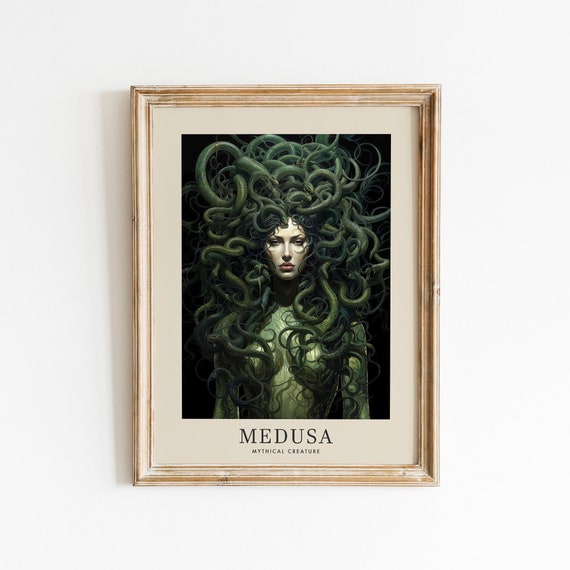 Medusa Mythical Creatures Art, Fantasy Decor, Fantasy Creature, Fantasy Wall Art, Greek Mythology Print, Medusa Wall Art, Medusa Poster
