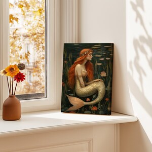 Mermaid Canvas Art Nouveau Print, Mermaid Wall Art, William Morris Print, Canvas Decor, Fantasy Art, Siren Wall Art, Mythological Creature