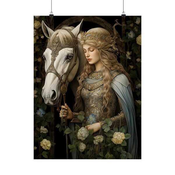 Epona Poster Premium Matte, Celtic Goddess of Horses, Fertility and Nature, Wall Art, Horse Art, Celtic Mythology Decor, Pagan Wall Decor