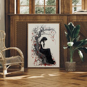 Persephone Art Print, Greek Queen of the Underworld, Goddess Proserpina, Greek Mythology Decor, Greek Goddess Poster, Kore Art Nouveau Print