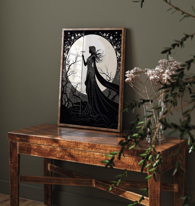 Goddess Athena Wall Art Nouveau Print, Greek Goddess of War, Greek Mythology, Goddess of Wisdom Poster, Divine Feminine Art, Feminine Energy