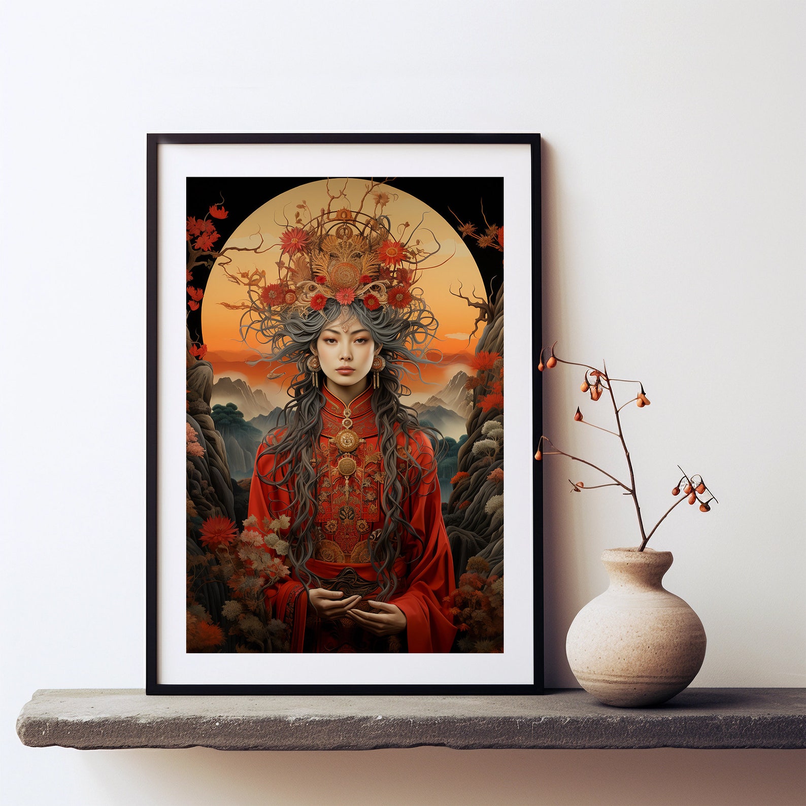 Amaterasu Japanese Goddess of the Sun, Renaissance Painting Wall Art ...