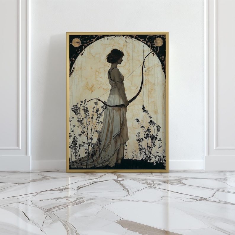Artemis Premium Matte Poster, Greek Goddess of Hunting, Art Nouveau Print, Divine Feminine Art, Home Decor, Greek Mythology, Feminine Energy