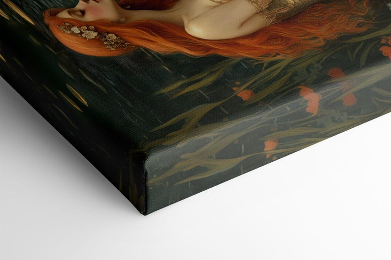 Mermaid Canvas Art Nouveau Print, Mermaid Wall Art William Morris Print, Canvas Decor, Fantasy Art, Siren Wall Art, Mythological Creature