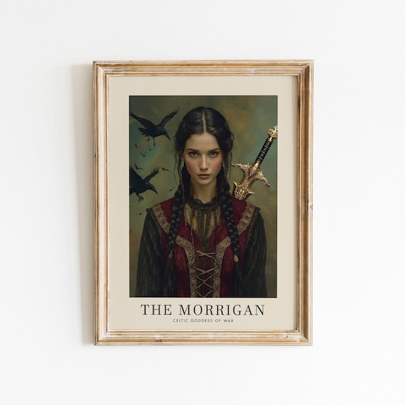The Morrigan Celtic Goddess of War, Renaissance Print, Wall Art, Celtic Mythology, Raven, Triple Goddess, Darkness Magic, Feminine Energy