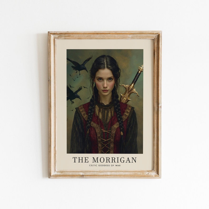 The Morrigan Celtic Goddess of War, Renaissance Painting Wall Art, Celtic Mythology Decor, Triple Goddess, Darkness Magic, Feminine Energy