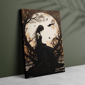 The Morrigan Art Nouveau Print, Celtic Goddess of War, Celtic Mythology Altar, Raven Wall Art, Pagan Art Print, Home Decor, Poster or Canvas