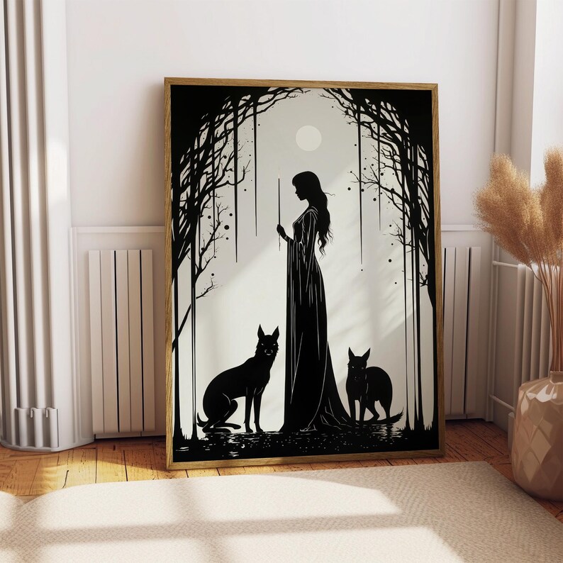 Hecate Goddess Wall Art | Art Nouveau Print | Hekate Greek Goddess of Magic | Witchcraft Magic Altar Gift | Greek Mythology Decor