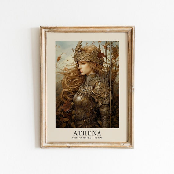 Goddess Athena Art Print, Greek Goddess of the War, Greek Mythology, Renaissance Painting, Ancient Greece Poster,Divine Feminine Arts