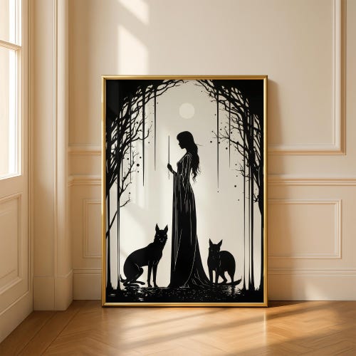 Arte mural de la diosa Hécate / Impresión Art Nouveau / Hécate, diosa griega de la magia / Regalo de altar mágico de brujería / Decoración de mitología griega