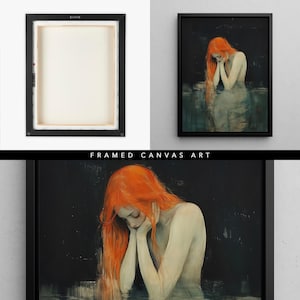 Melancholy Mermaid Framed Canvas Art | Siren Oil Painting | "Where Dreams Die"